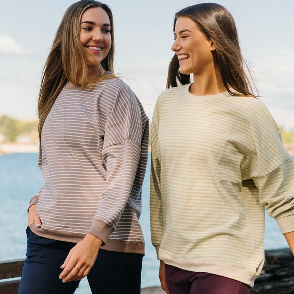 ZYIA size L BNWT Striped Crop Crew Neck Sweatshirt - Picture 11 of 11